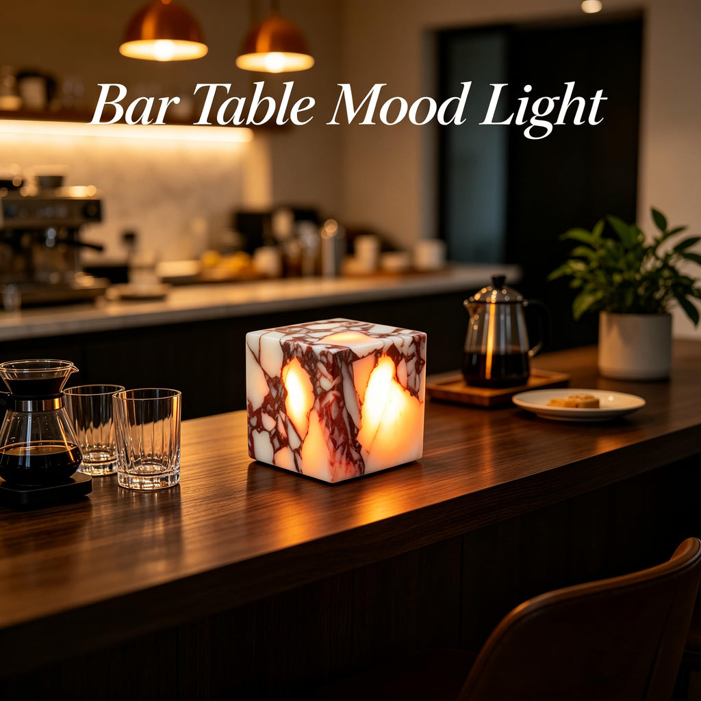 Marble Table Lamp Nature Stone Pat Lamp (Calacatta Purple Cube)