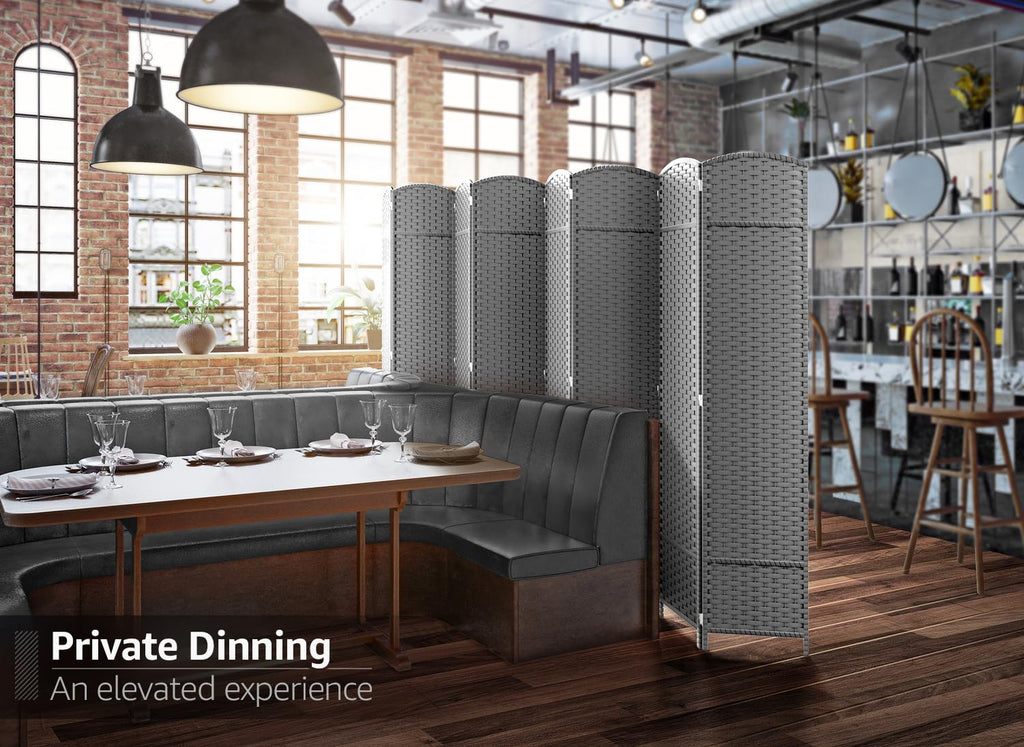 Foldable Room Divider, Mesh Privacy Screen (8 Panel, Light Gray)