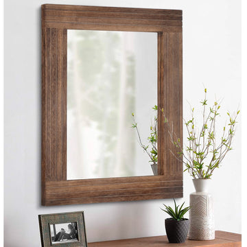 Wood Mirror Rectangular Framed Rustic Vintage Mirrors Decor Farmhouse Bedroom Bathroom Mirror for Dressing Table