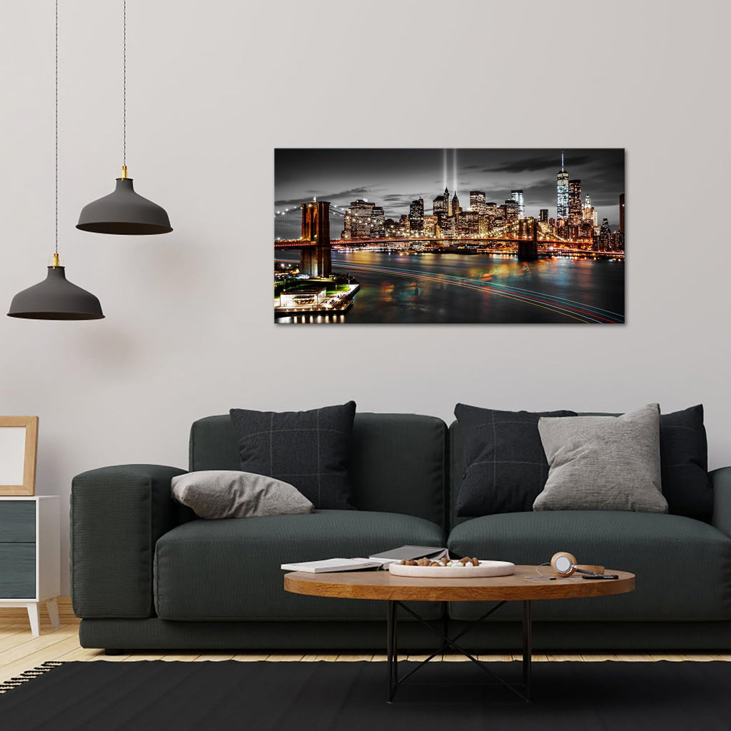 York City Canvas Wall Black and White Brooklyn Bridge Print NYC Skyline Pictures Cityscape Artwork Bedroom Modern