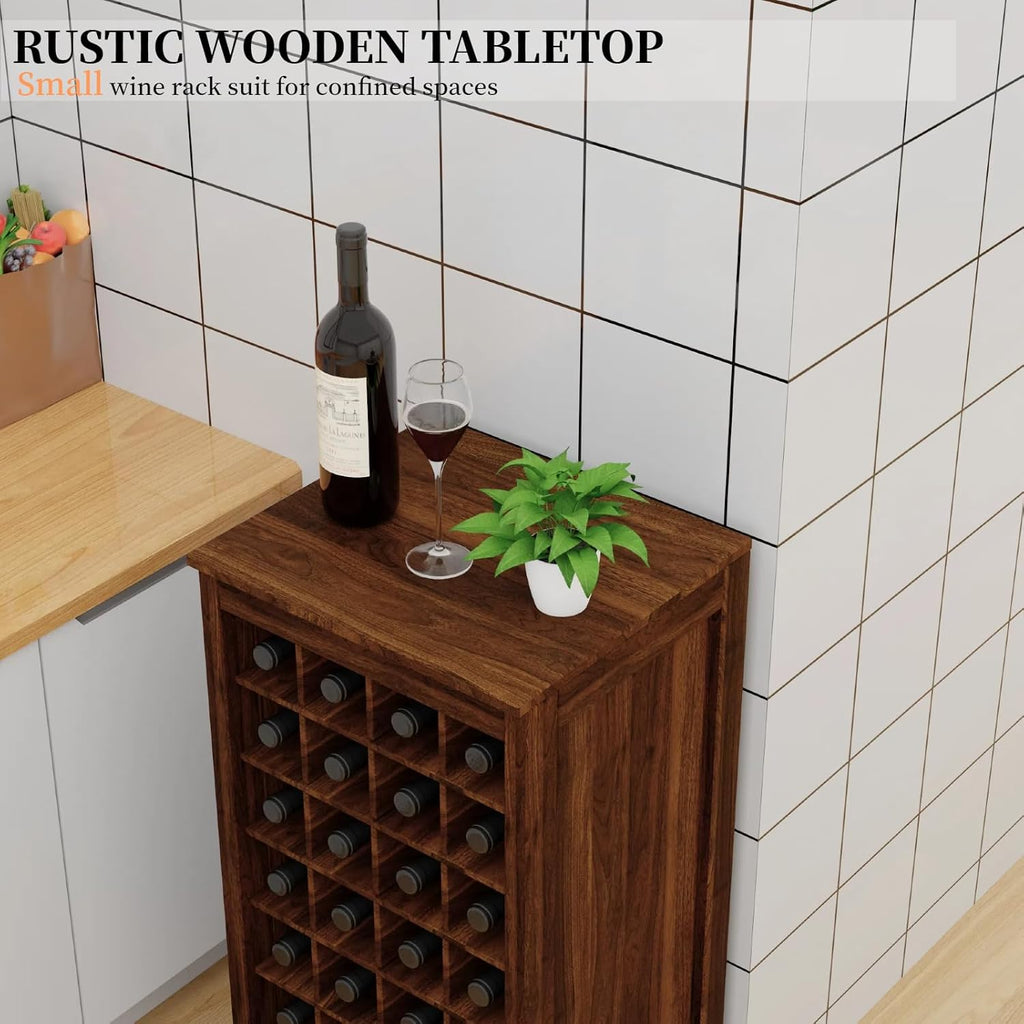 8-Tier Freestanding Wine Rack Wood, 32 Bottles Wine Rack Counter for Small Space, Farmhouse Stackable Modular Wine