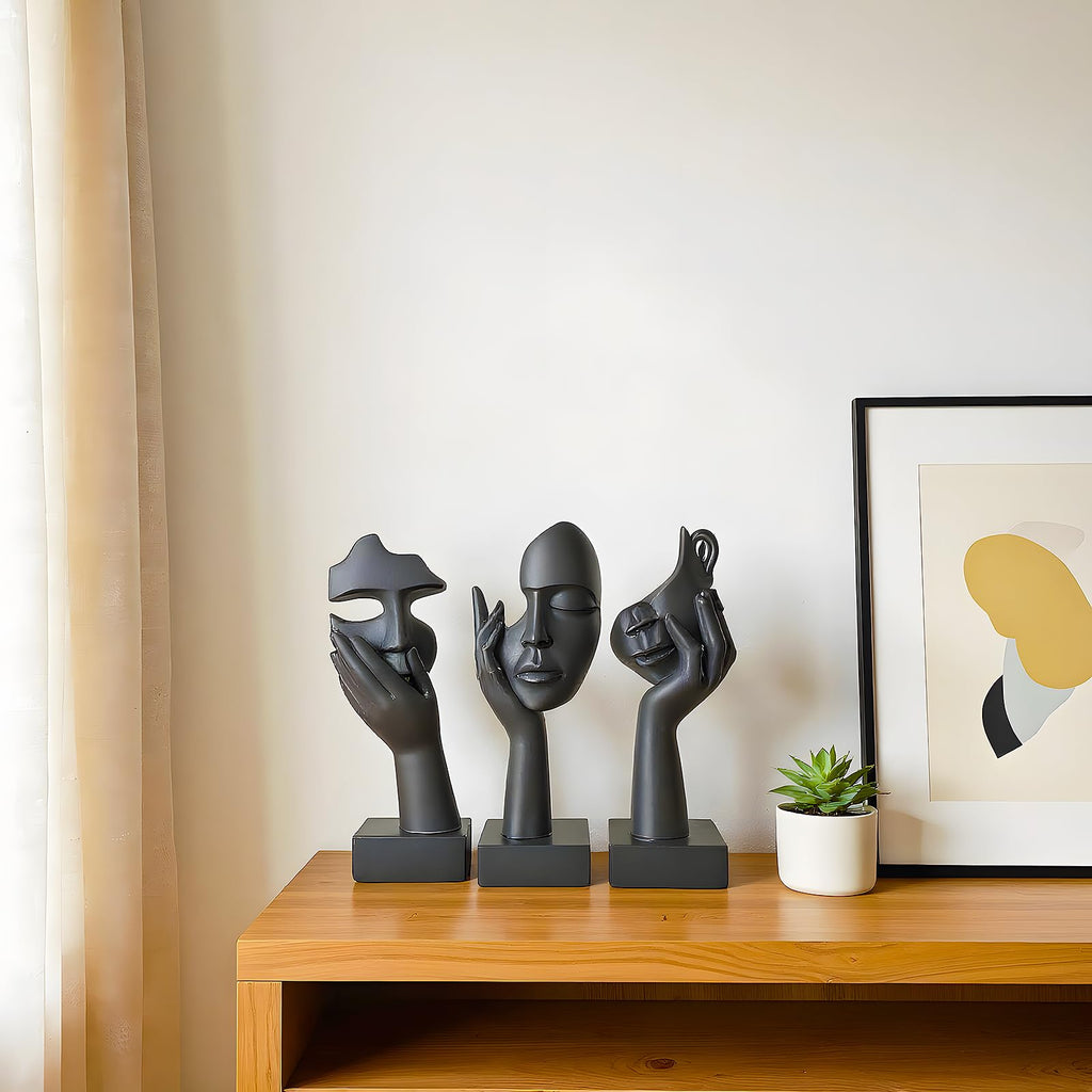 3 Pcs Thinker Statue, No Hear No See No Speak Resin Figurines