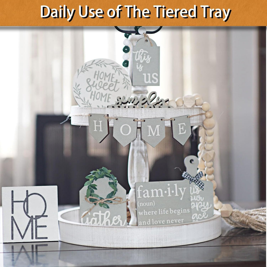 Decorative Tray - Two Tiered Tray Cupcake Stand Farmhouse Rustic 2 Tiered Serving Tray and Kitchen Decor, Party