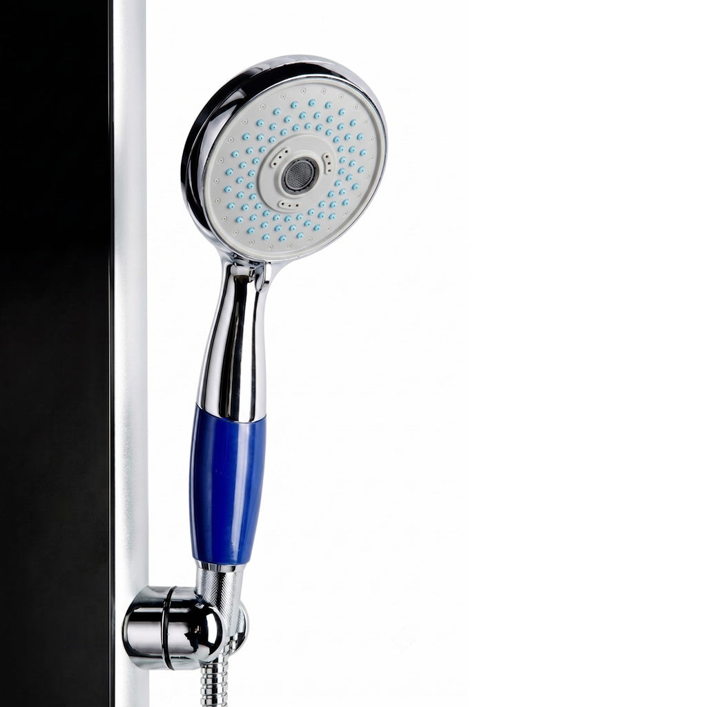 52" Aluminum SPA392B Shower Panel Tower System with Rainfall Shower Head and 8 Adjustable Massage Jets (Black)