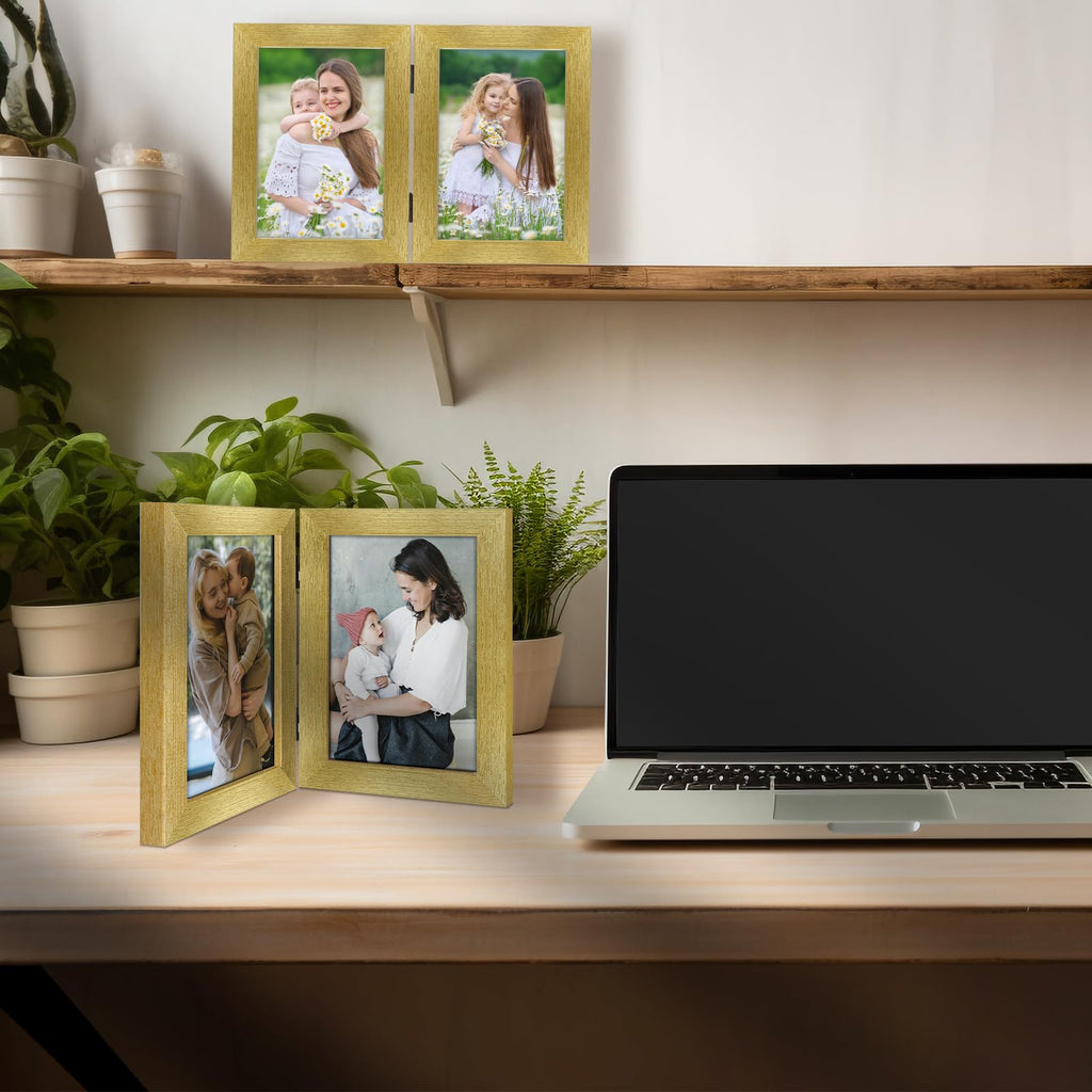 5x7 Double Picture Frame Gold, 2 Pack