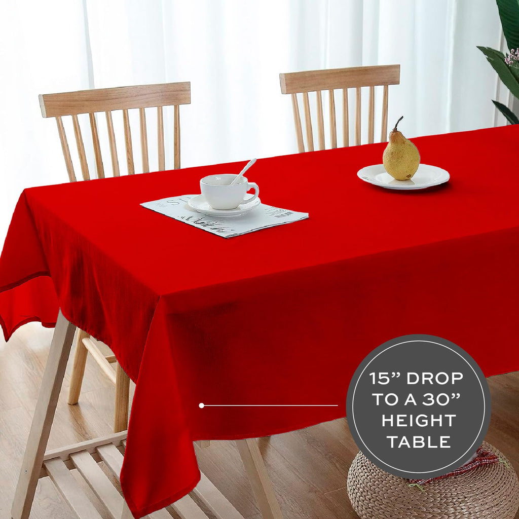 Wealuxe Red Tablecloth 60x102 - Rectangular 6 feet Table Cover Cloth 200 GSM, 2 Pack