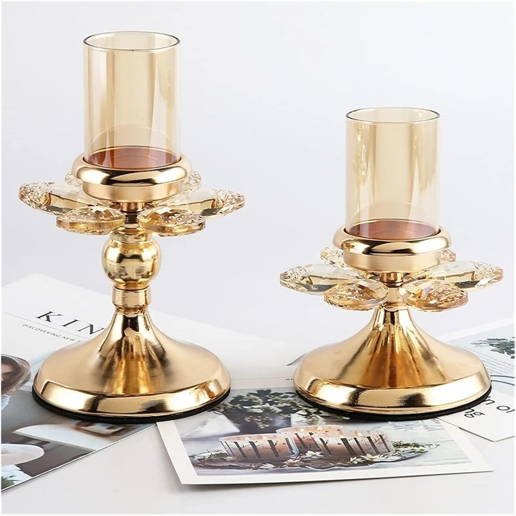 Crystal Candle Holder Luxury Gold Plated Candlestick Table Centerpiece Romantic Candle Stand Home Decoration (Size :