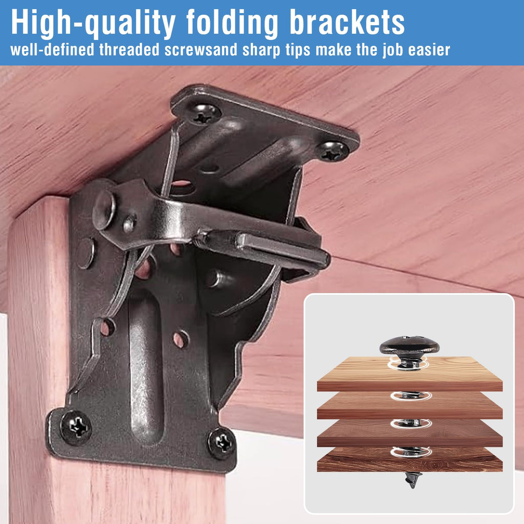 12 Pack Locking Hinge for Folding Table Brackets(Black)