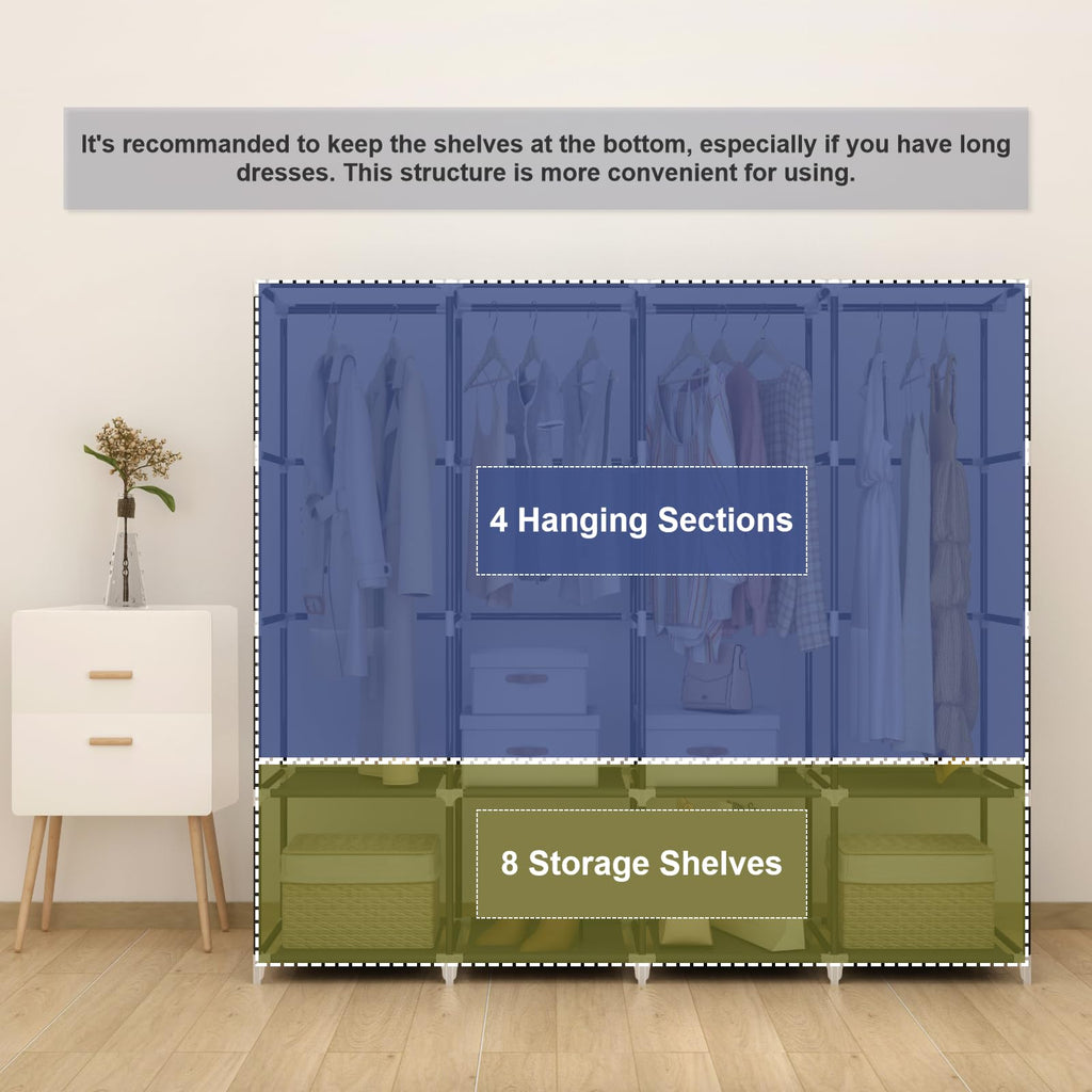 67" Portable Wardrobe Closet for Hanging Clothes Large Capacity