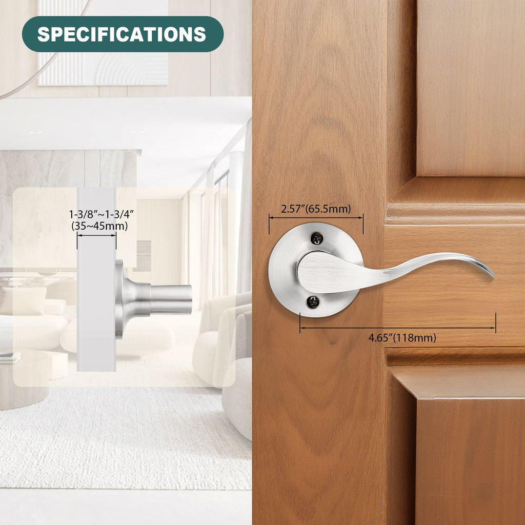 8 Pack Single Dummy Door Levers Right Handed Dummy Levers Brushed Nickel Interior Door Handles for Closets Modern