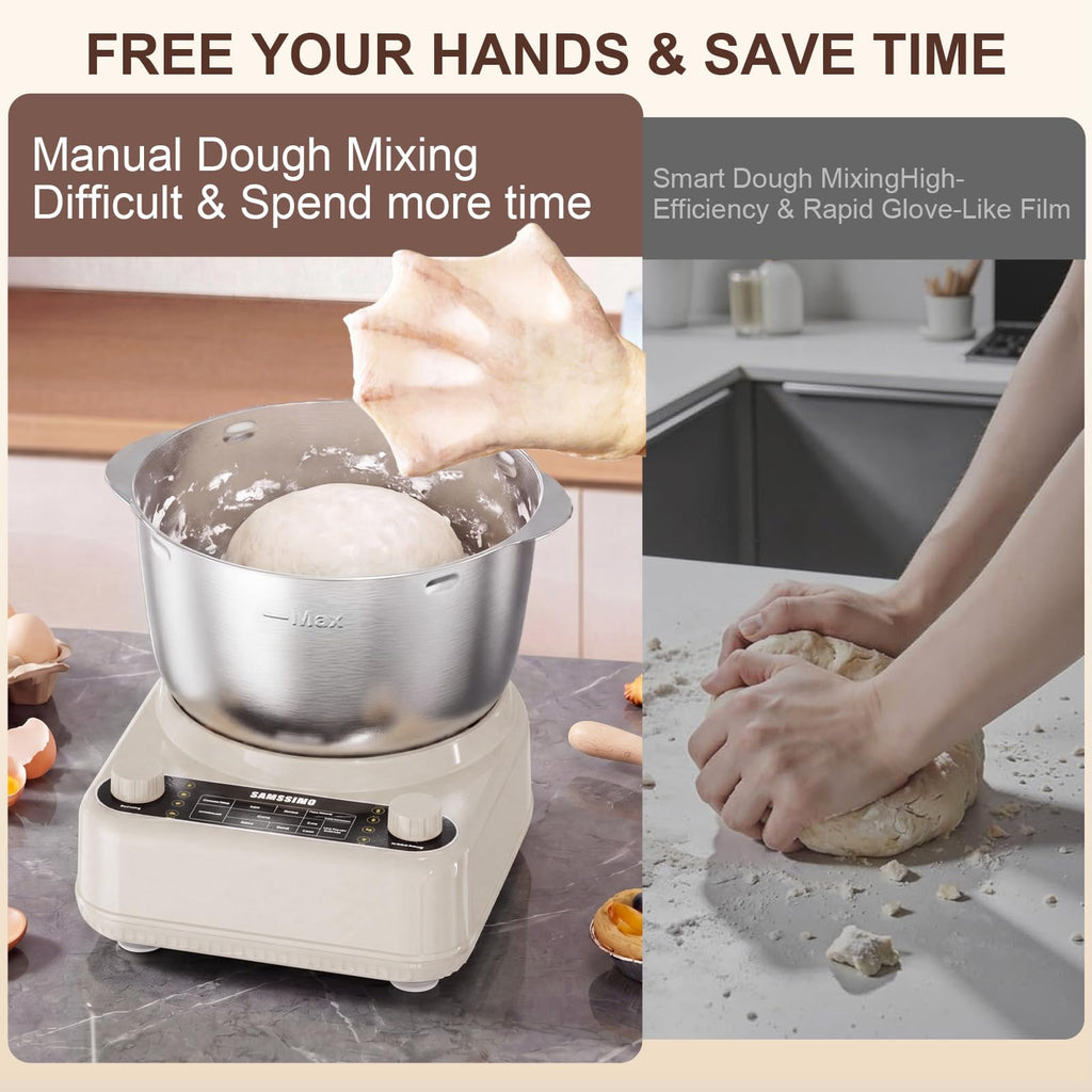 Electric Dough Maker with Ferment Function, 6.5QT Stand Dough Mixer, Dough Kneading Machine with 304 Stainless Steel