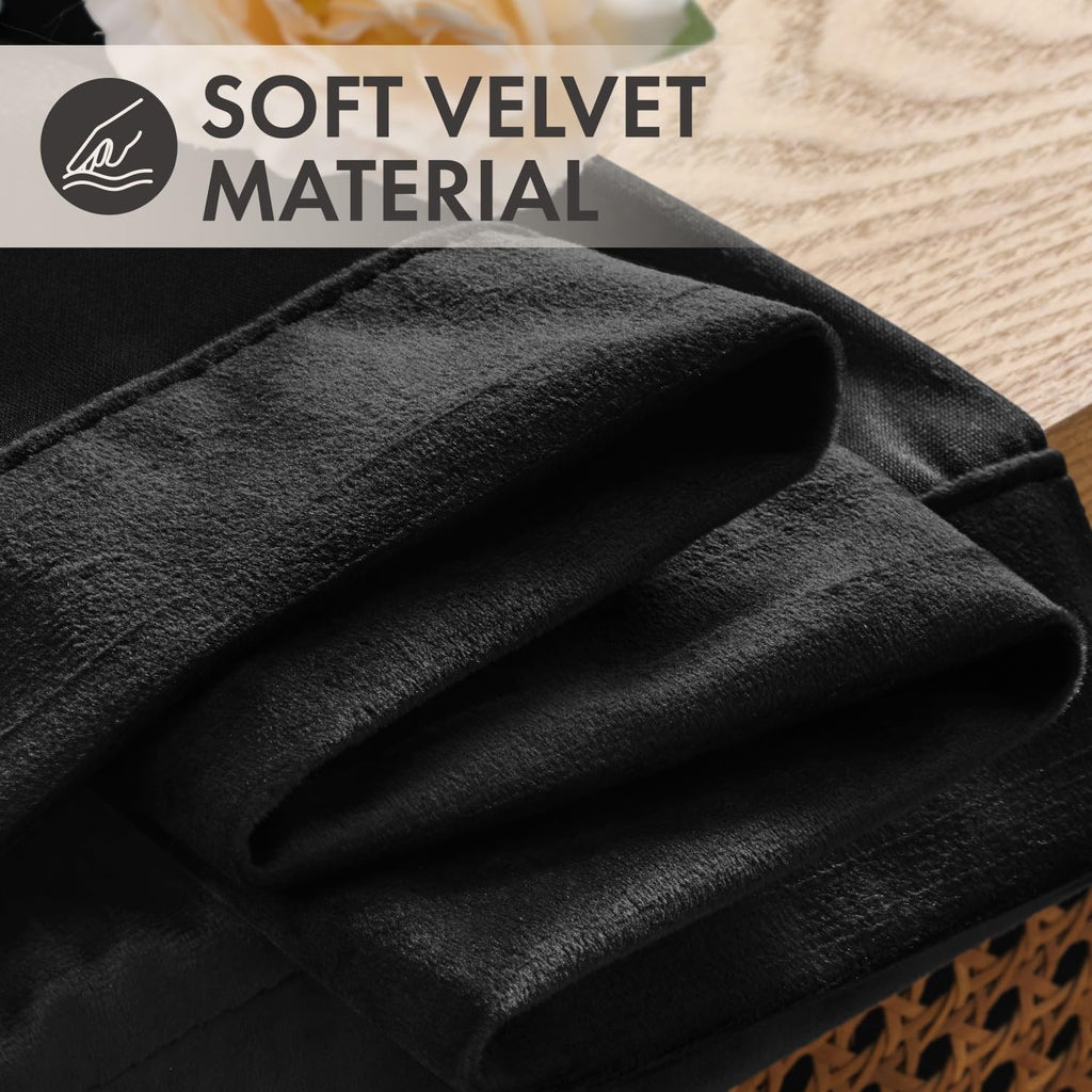Black Velvet Curtains 4 Panels Set Back Tab 40 x 84 Inch Long