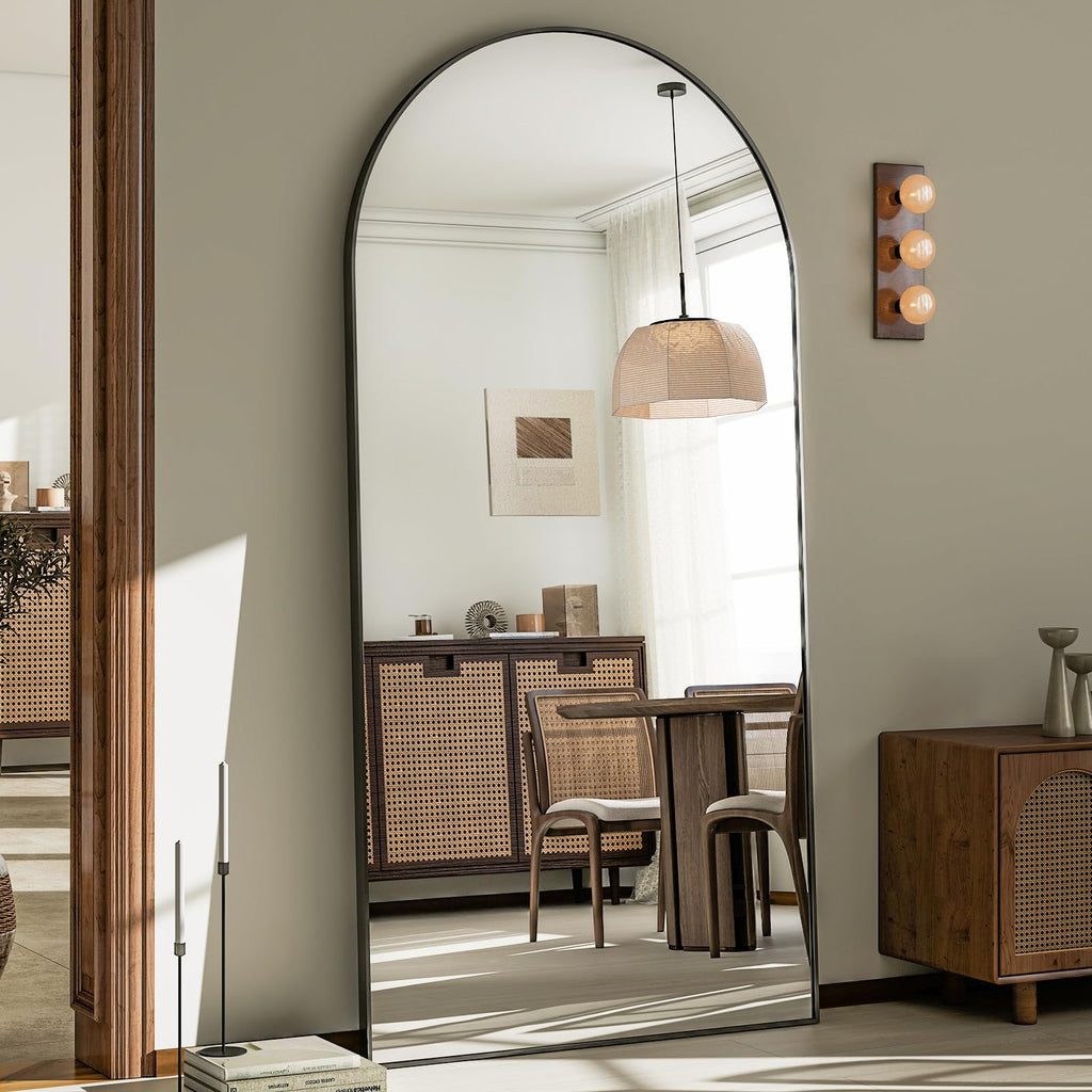 30x71 Arched Full Length Mirror, Large Full Body Floor Mirror Black