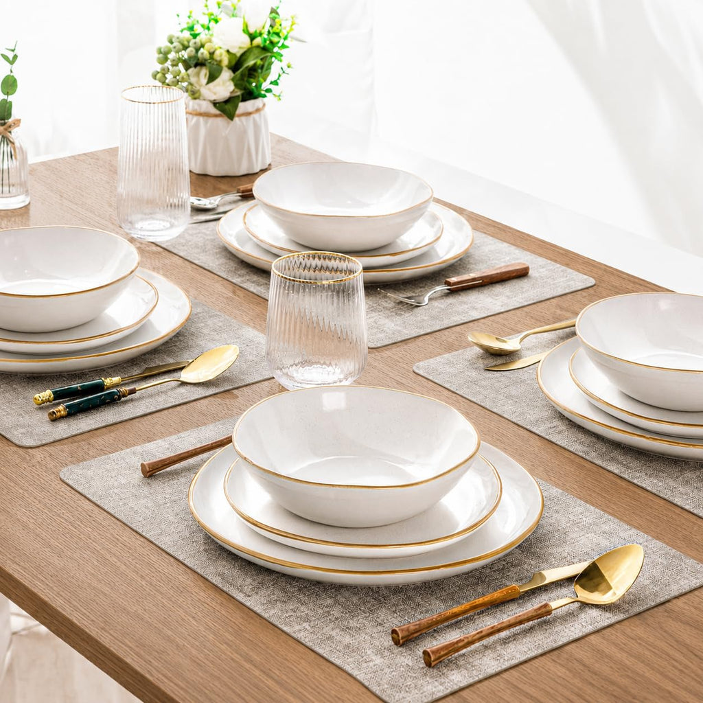 Ceramic Dinnerware Sets for 4, 12Pcs Plates and Bowls Sets Dishes