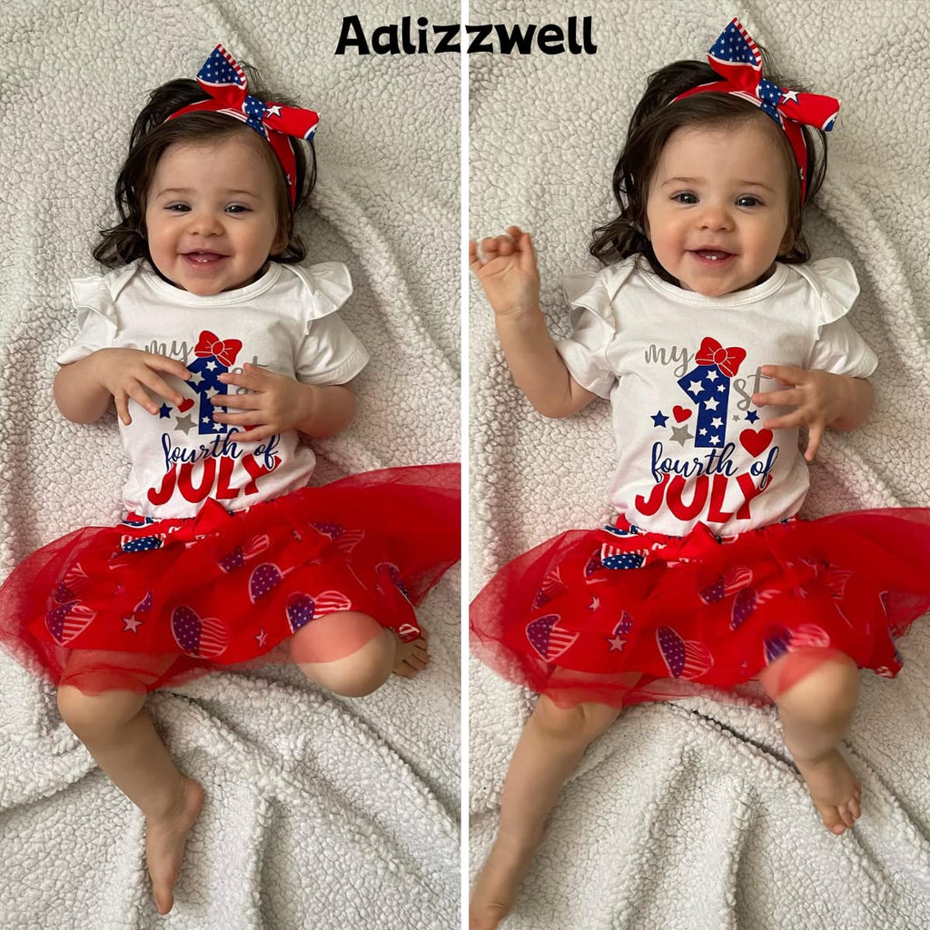 Newborn Girls 4th of July Outfit Baby 1st Independence Day My Skirt American Flag Clothes Stars Stripes NB Patriotic
