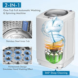 Portable Washing Machine, 8Lbs Capacity Full-automatic Washer with 6 Wash Programs, LED Display, 3 Water Levels