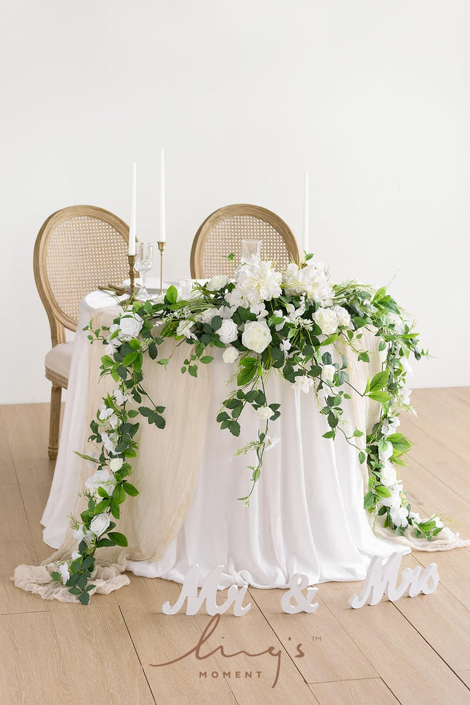 Lily White Artificial Flower Garland Wedding Arch 9 FT