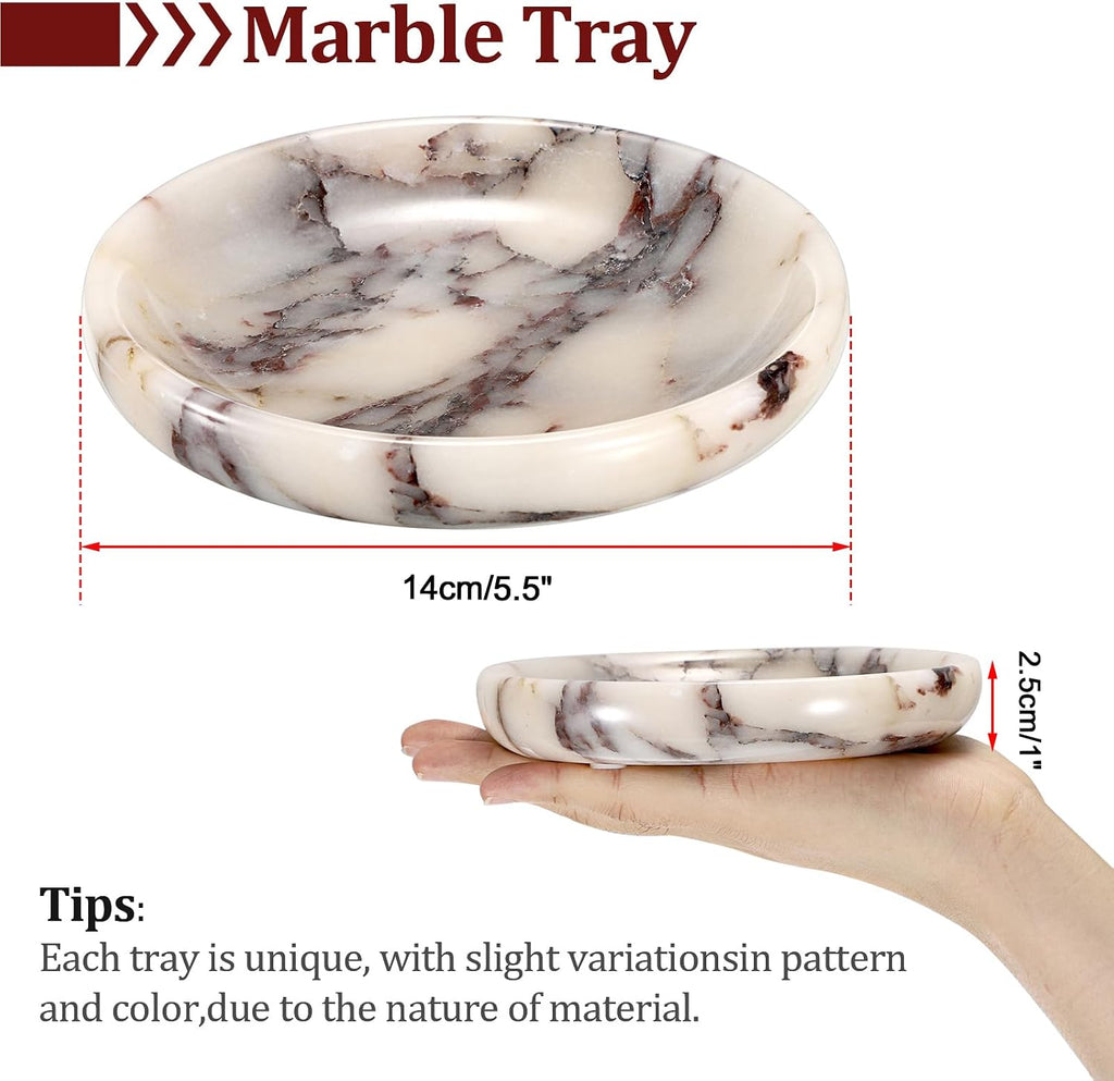 Decorative Key Holder for Entryway Table Round Key Bowl Marble Nightstand Organizer for Candle Jewelry Tray