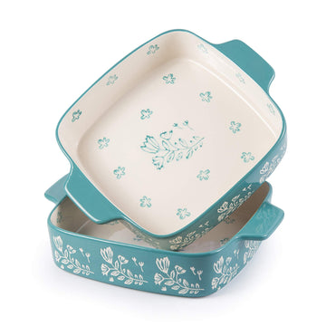 Baking Dish 9x9 Baking Pan Ceramic Brownie Pan Casserole Dish 2-pcs Lasagna Pan Square Bakeware Sets