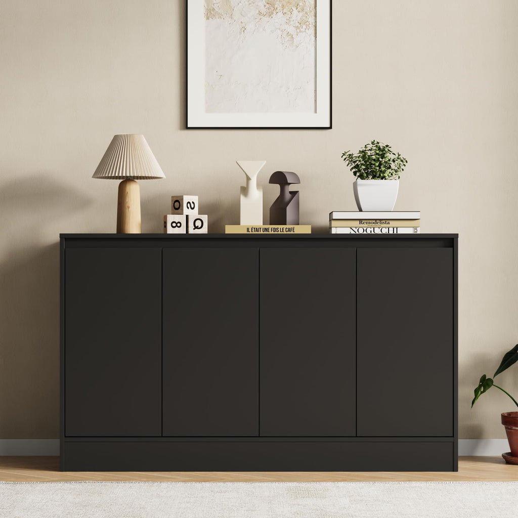 Buffet Cabinet with Storage, Coffee Bar Cabinet with 4 Doors and Adjustable Shelf, Modern Kitchen Buffet Sideboard