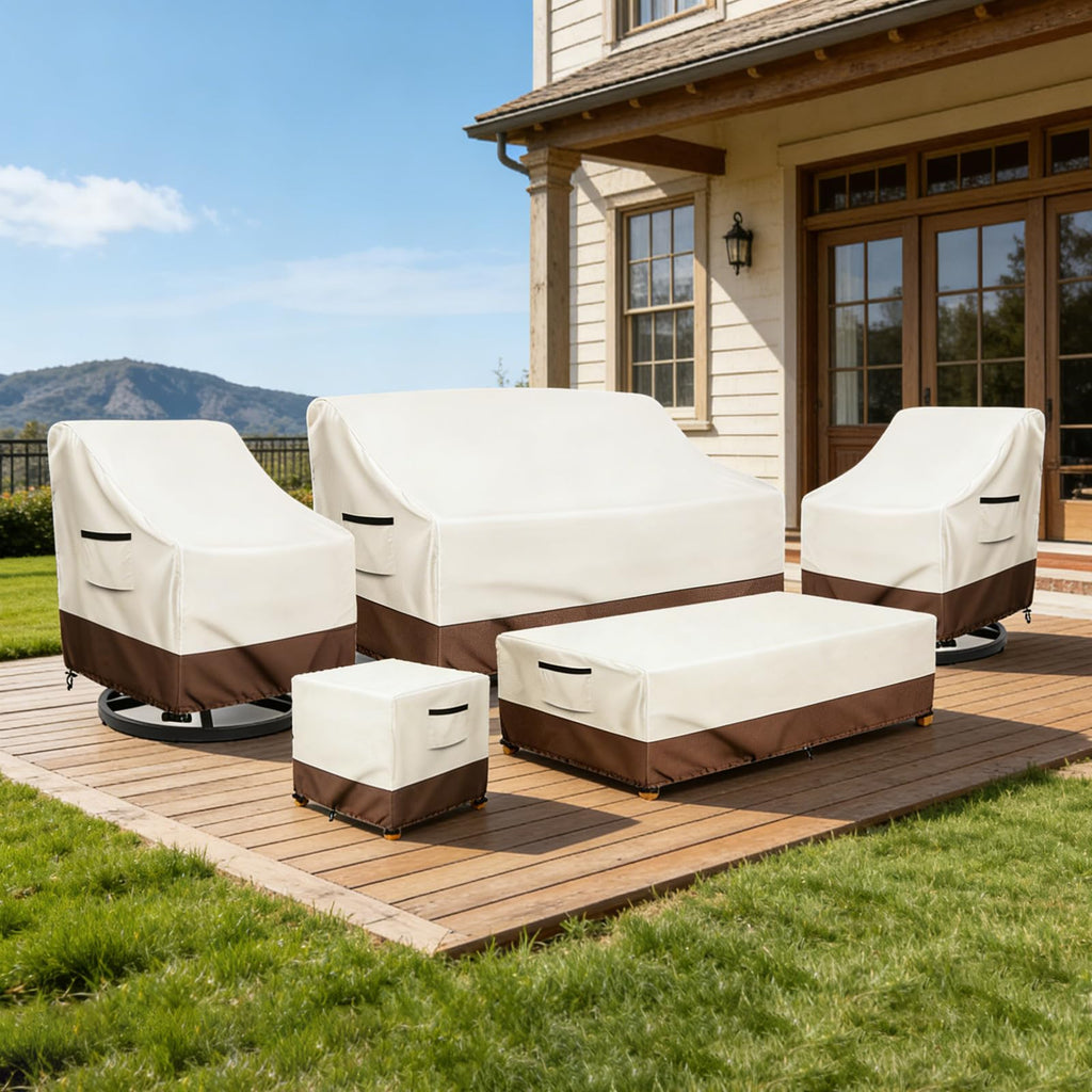 Rocking Chair Cover 2 Pack 600D Heavy Duty Waterproof - Patio Furniture Covers for Outdoor Rocking Chairs - All