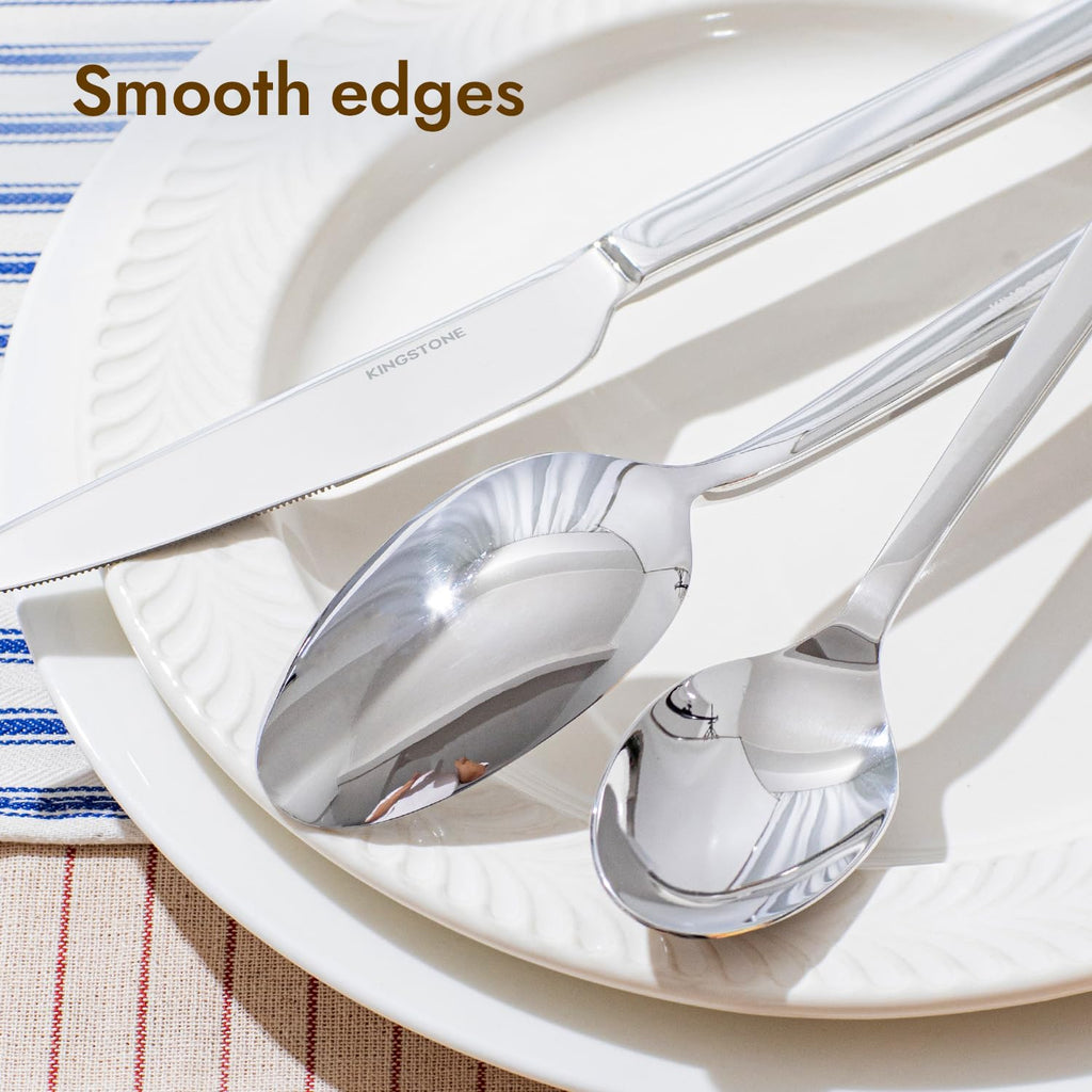 Silverware Set for 8, 40Pcs Flatware Set, Square Handle Stainless Steel