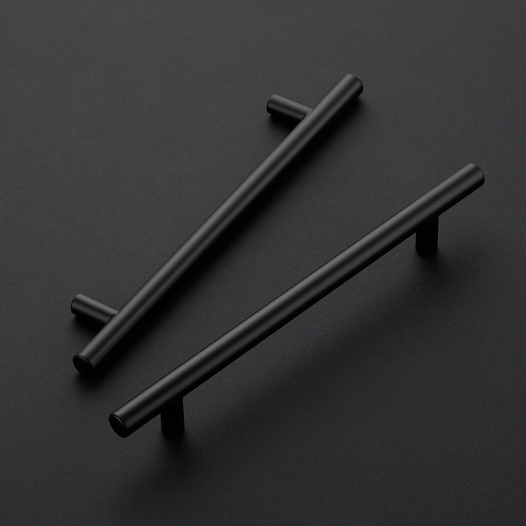 Matte Black Cabinet Handles,Round T Pulls,6-1/4 Inch,20 Pack