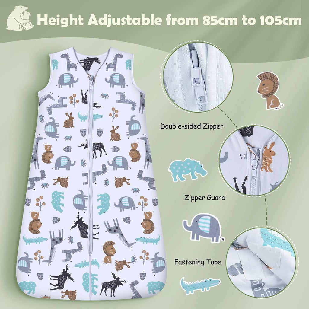 Baby Sleep Sack 0.5 Tog - 2 Pack Toddler Sleeping Sack 18-36 Months, Summer Baby Sleeping Bag, Sleeveless Baby