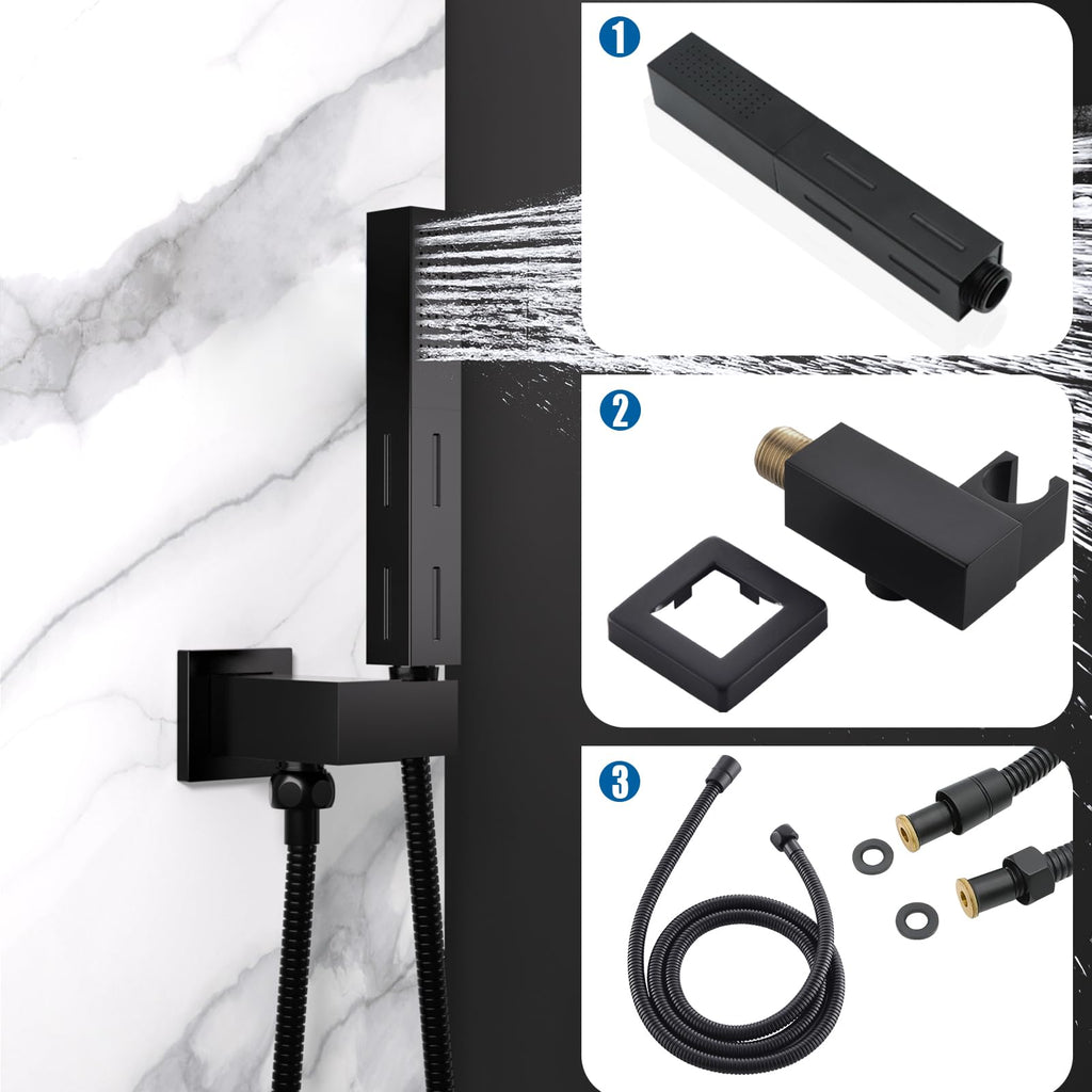 Matte Black Brass 2 in 1 Function Handheld Shower Sprayer Head with 59" Long Flexible Hose Attachment and Adjustable