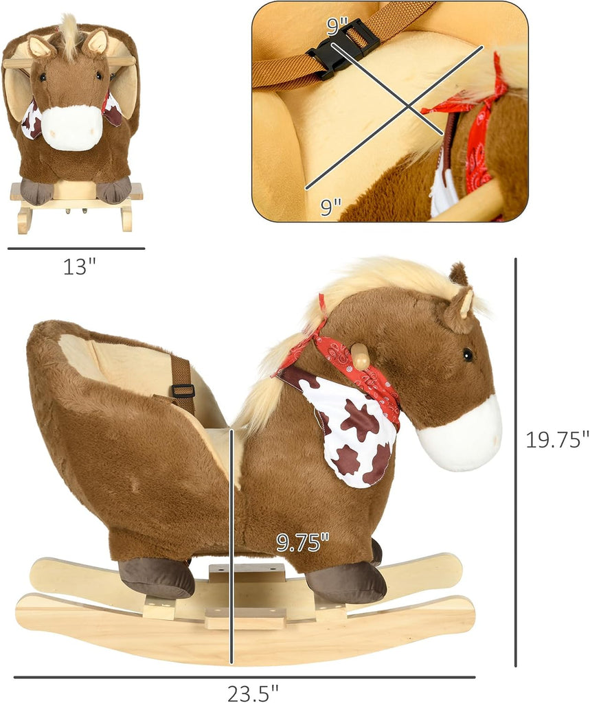 Baby Rocking Horse with Realistic Sound for Ages 18-36 Months Brown