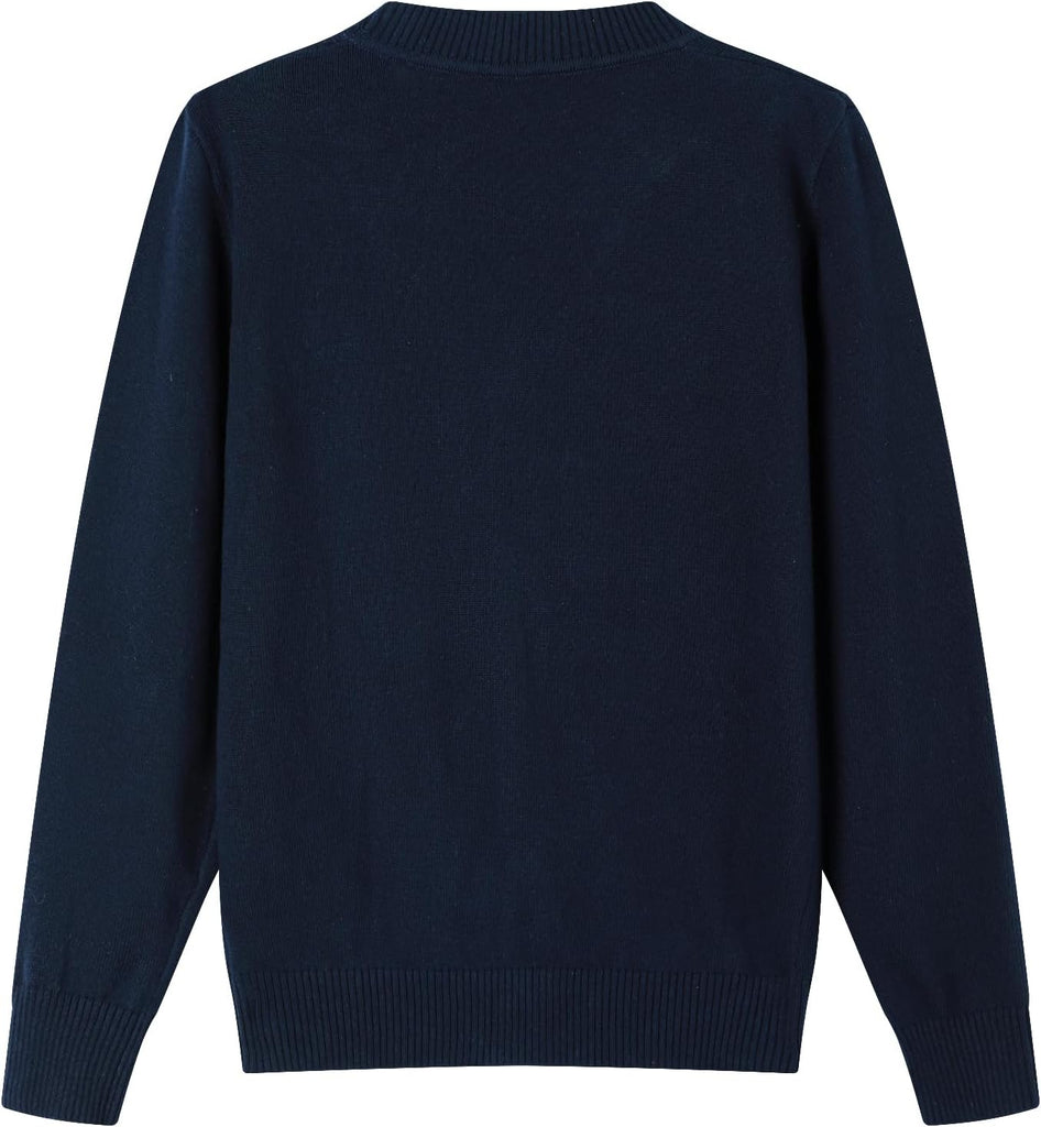 Kids Boy Girl School Uniform Cardigan Sweaters V-Neck Basic Solid Button Knitted Cardigan