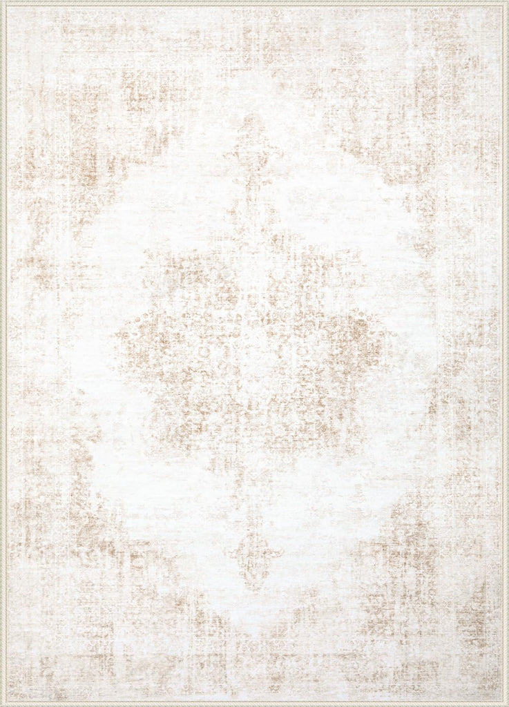 Area Rug 6x9 Vintage Rug: Washable Living Room Rugs Retro Medallion Distressed Large Rugs Soft Low Pile Non-Slip