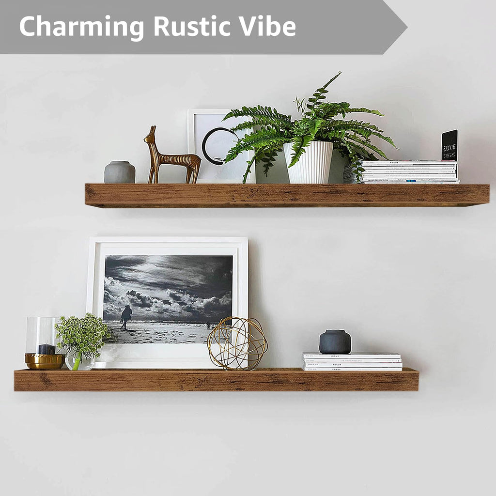 Long Floating Shelves for Wall (Brown, Set of 2, 39.4")