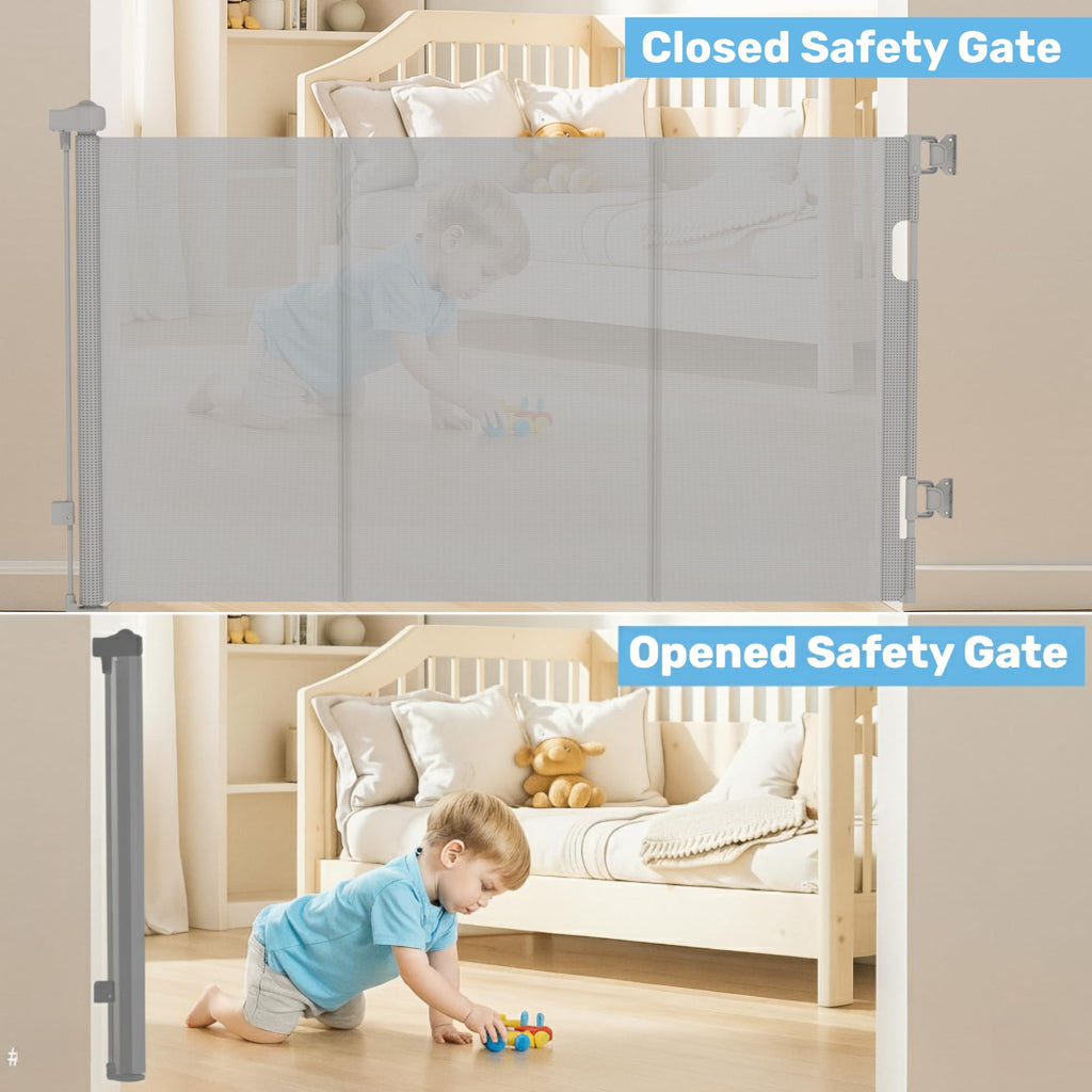 Retractable Baby Gate for Stairs & Doorways, Dog Pet Gate