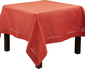 Rochester Collection Hemstitched Border Tablecloth, 60", Terracotta