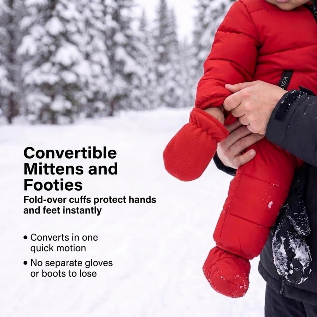 Toddler Snow Suit - Fleece Lined Baby Snowsuit, Fold-Over Cuffs