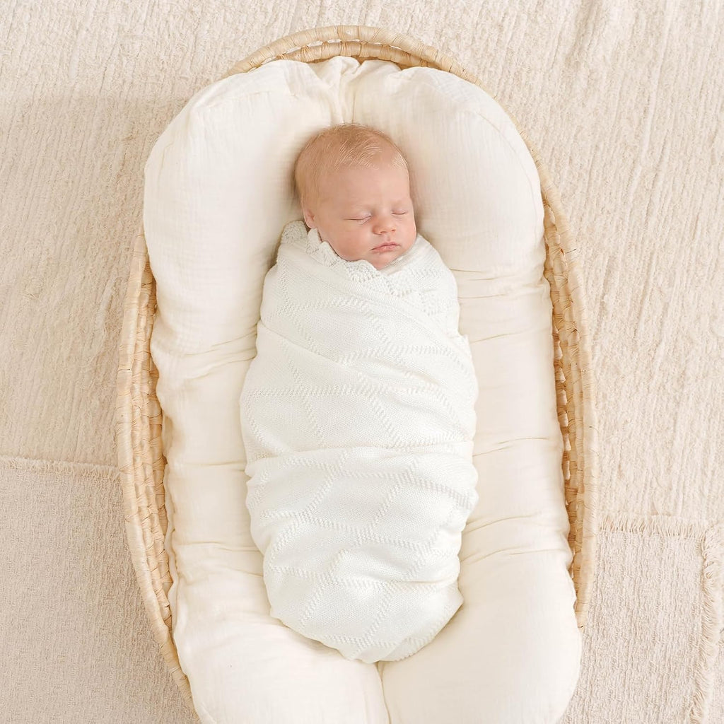 100% Cotton Baby Blankets for Girls Boys, 40x30 Inches, White