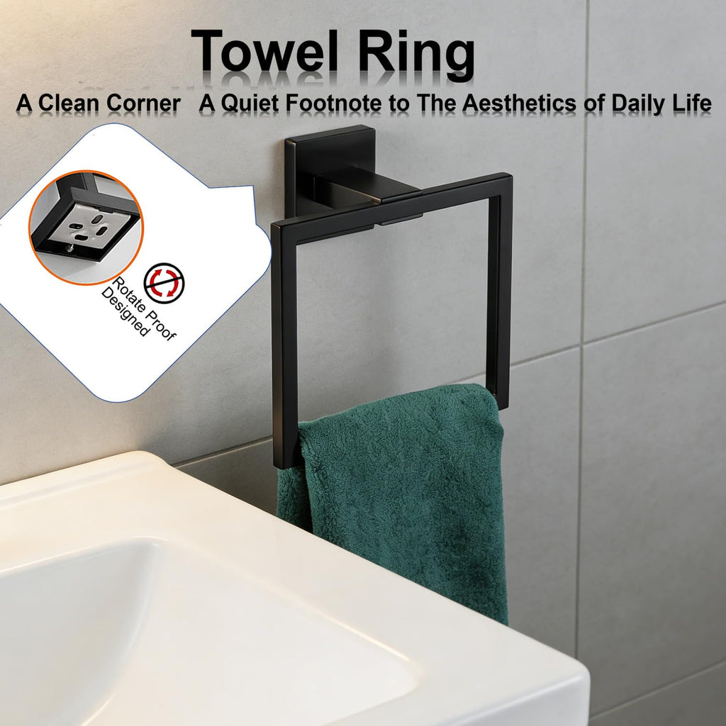 Bathroom Hardware Set 15 Piece Matte Black Bathroom Accessories Set Towel Bar Set Includes 3 Towel Bar 24
