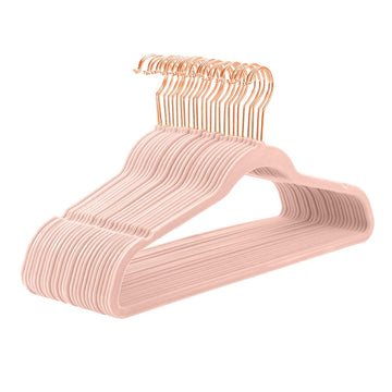 Velvet Hangers 50 Pack Non Slip Heavy Duty Blush Pink Rose Gold Hooks