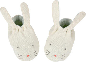Baby Bunny Booties - Mint Knitted Organic Cotton Infant Shoes (Pack of 1)