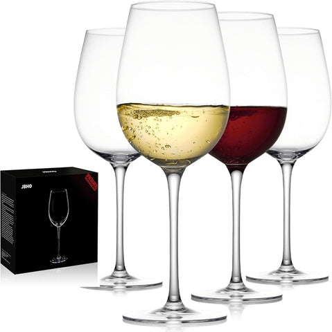 Hand Blown Italian Style Crystal White or Red Wine Glasses - Gift Packaging for Any Occasion - Lead-Free Premium