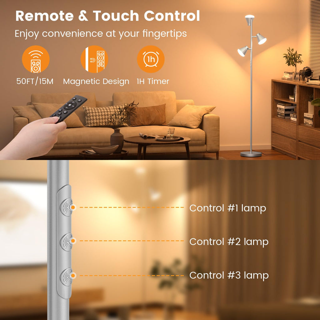 36W LED Tree Floor Lamp with Remote Bedroom