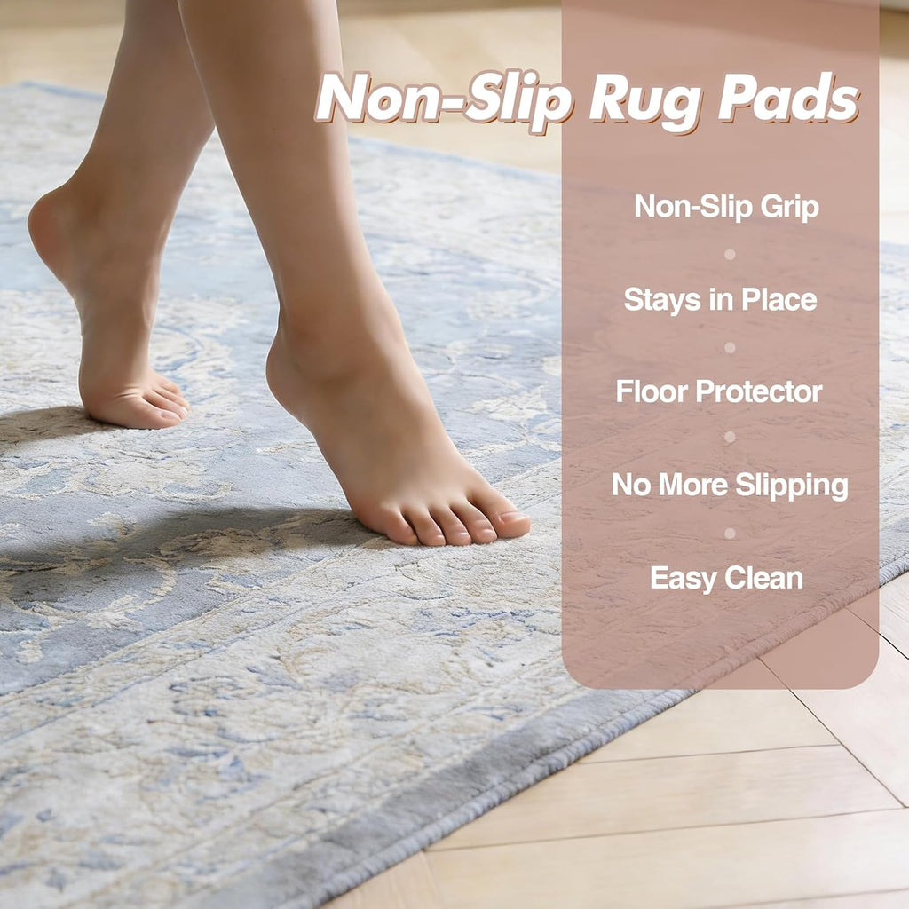 Non-Slip Rug Pad 8' x 10' - Felt & Rubber Underlay in Dark Gray, Waterproof & Grippy for Hardwood, Tile, Laminate - Set of 80