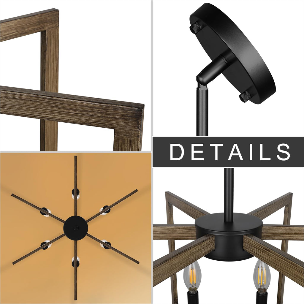 Modern Farmhouse Pendant Lights Island, Vintage Geometric Dining Room Lighting Hanging, Industrial Chandelier