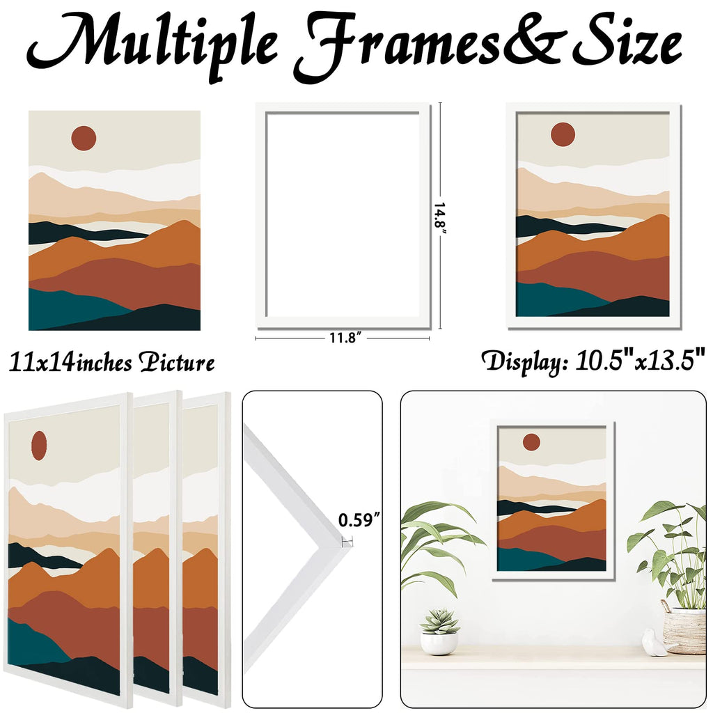 White 11x14 Picture Frame Set of 3, Gallery Wall Display Frames