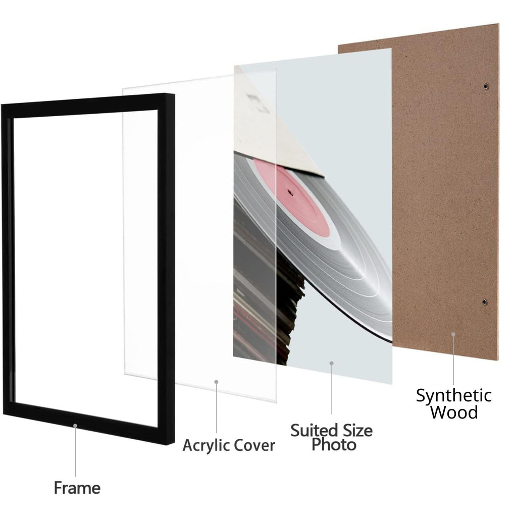 Vinyl Record Frame, 12.5 x 12.5 in, Black, 4 Pack