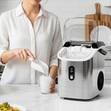 Nugget Ice Makers Countertop with Auto-Cleaning, 35lbs/Day, Portable Sonic Ice Machine with Handle, Basket and Scoop