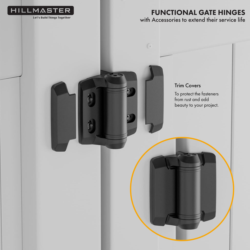 Heavy Duty Self Closing Nylon Gate Hinges for Square-to-Square Vinyl Fence, Pool Gate Hinges with Alignment Legs, No