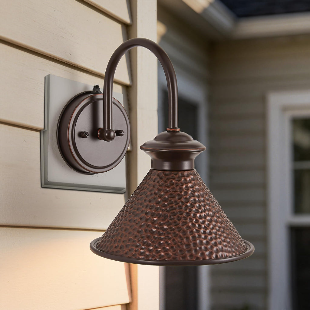 Dusk to Dawn Industrial Gooseneck Wall Sconce ORB Farmhouse
