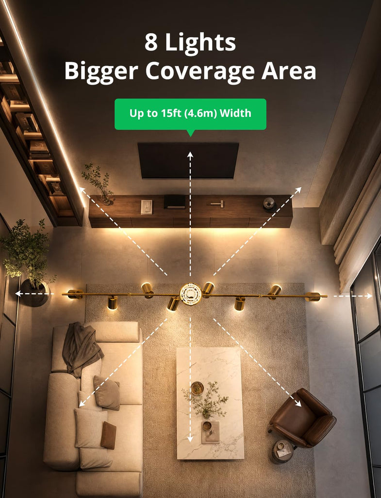 Gold 8 Light Kitchen Track Lighting Fixtures Ceiling LED Spotlight
